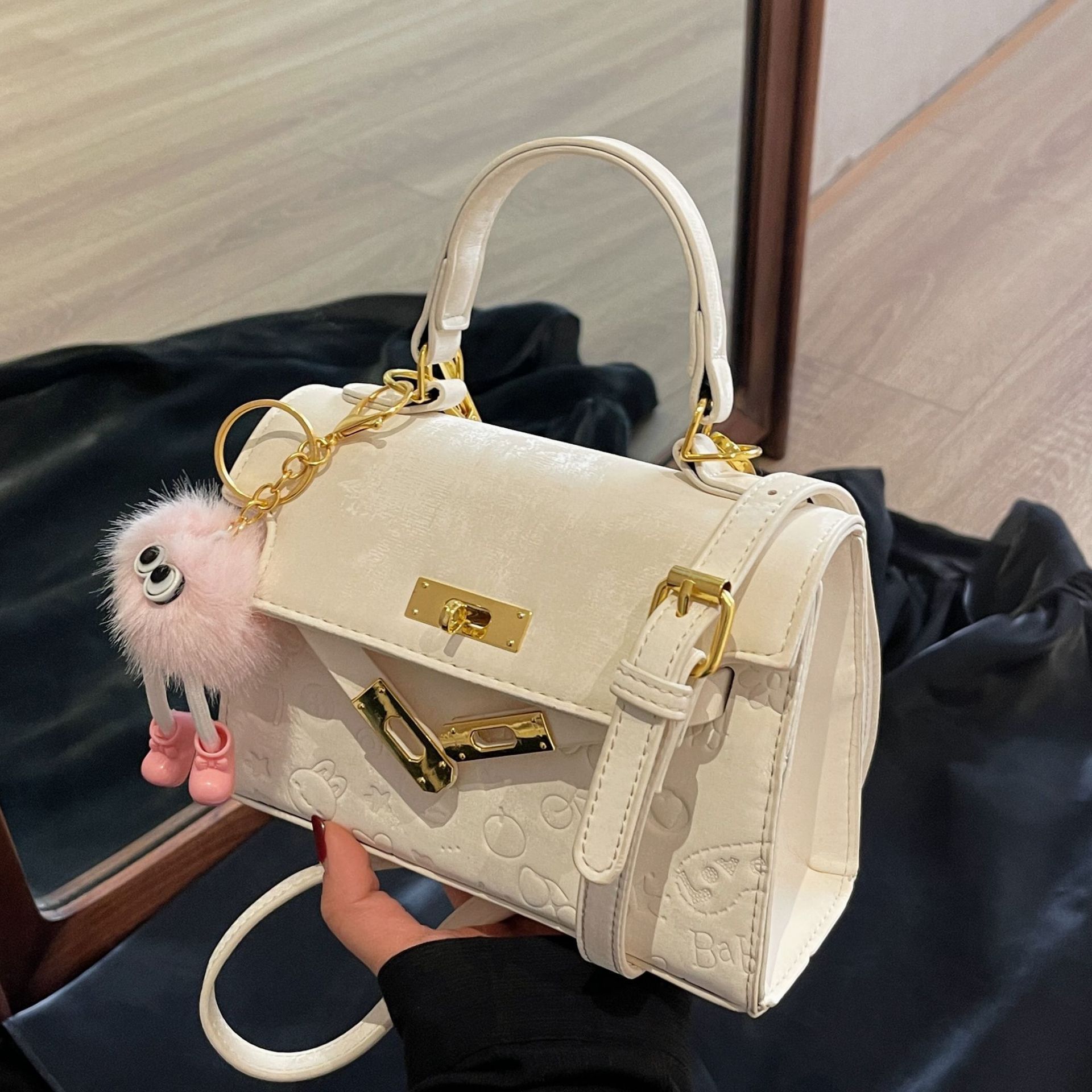 2024新款凯莉包时尚女士手提包跨境高级感小方包百搭单肩斜挎女包