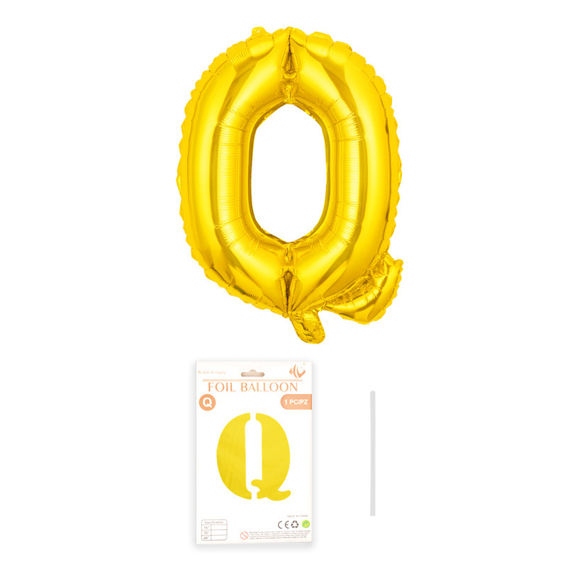 16 pulgadas alfabeto inglés tarjeta de papel independiente embalaje película de aluminio globo decoración de fiesta de cumpleaños diseño papel de aluminio globo al por mayor