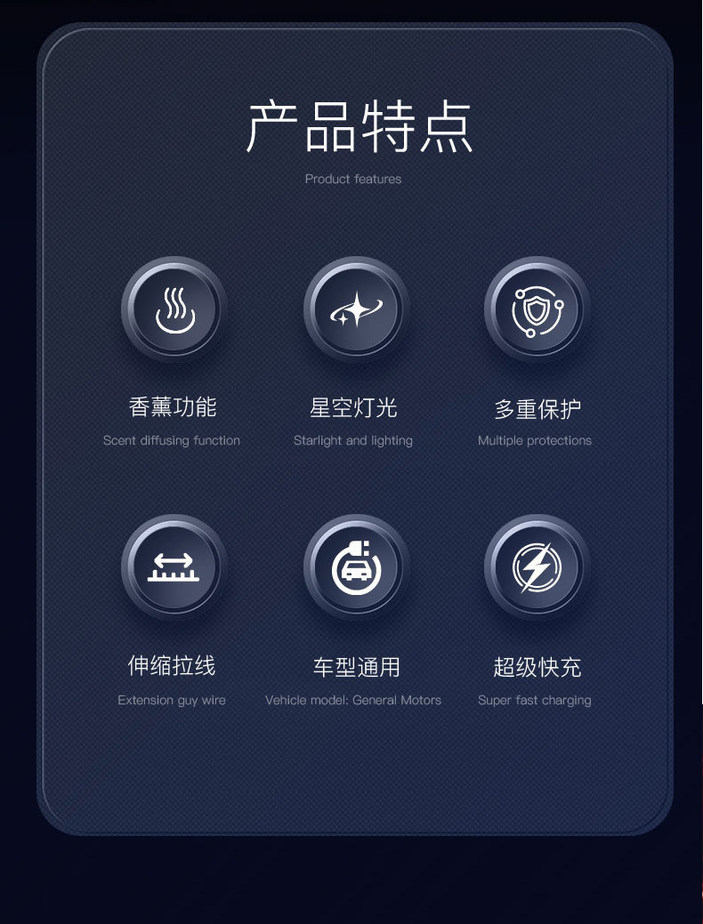 Car charger with starry sky ambient lighting, car Bluetooth super fast charging aromatherapy diffuser, adapter socket, 120W retractable cable