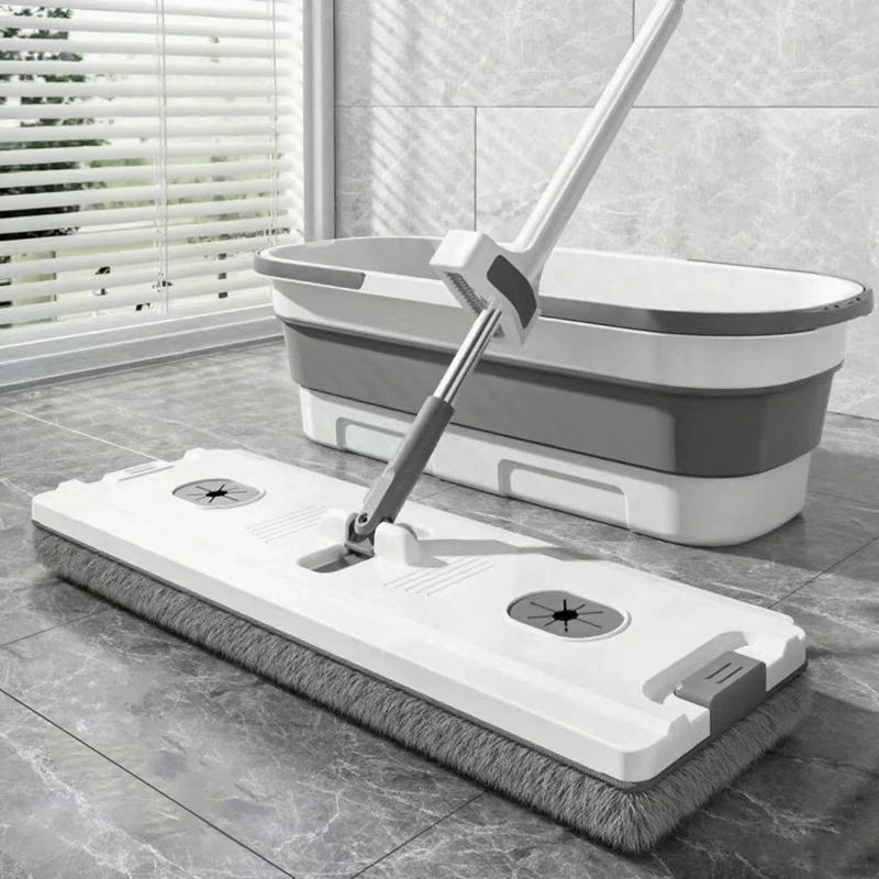 Швабра для домашнего использования, одноступенчатая швабра с автоматической обезвоживанием, большая емкость с ведром, ленивая швабра, плоская швабра без помощи рук.