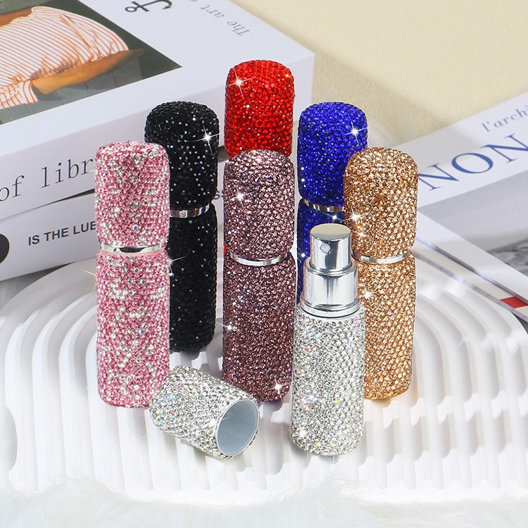 10ml perfume incrustado en diamante sub-botella palillos botella de llenado inferior portátil de viaje sub-contenedor botella de spray de maquillaje al por mayor