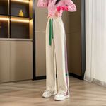 抽绳阔腿裤女秋冬季加绒卫裤高腰宽松新款休闲直筒女士运动裤