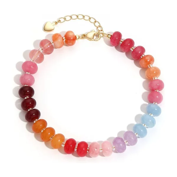 5*8 Abacus Beads Natural Stone Bohemian Beaded Stainless Steel Fashionable Women's Handmade Adjustable Bracelet Jewelry