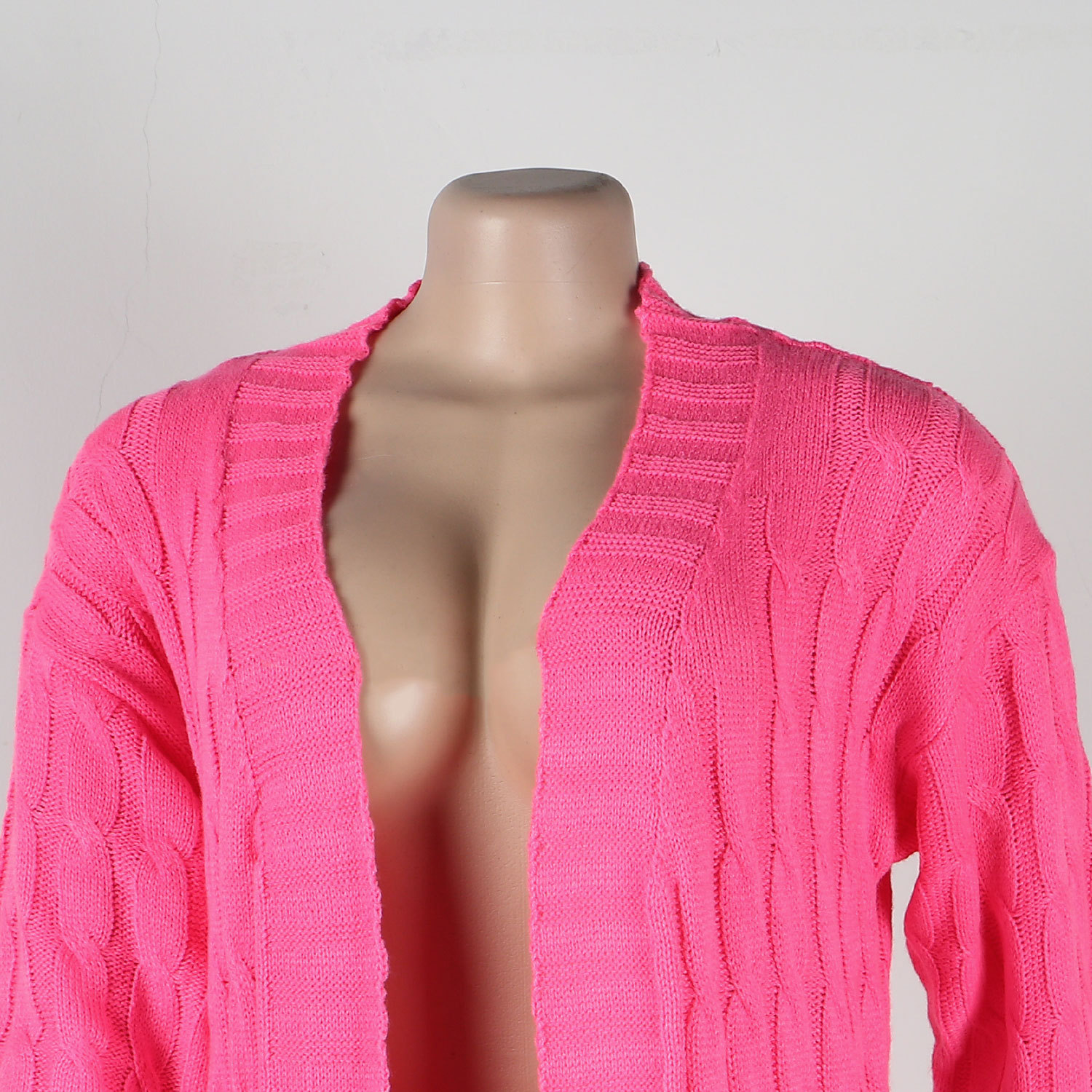 Damen Strickjacke Lang Aus Grobstrick In Unifarben Wintermantel_voghion.com
