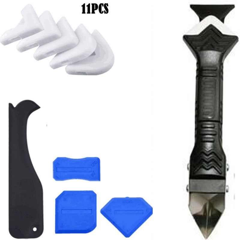 跨境11件套填缝工具3合1金属刮板刮刀密封美缝喷嘴塑料尖嘴套装