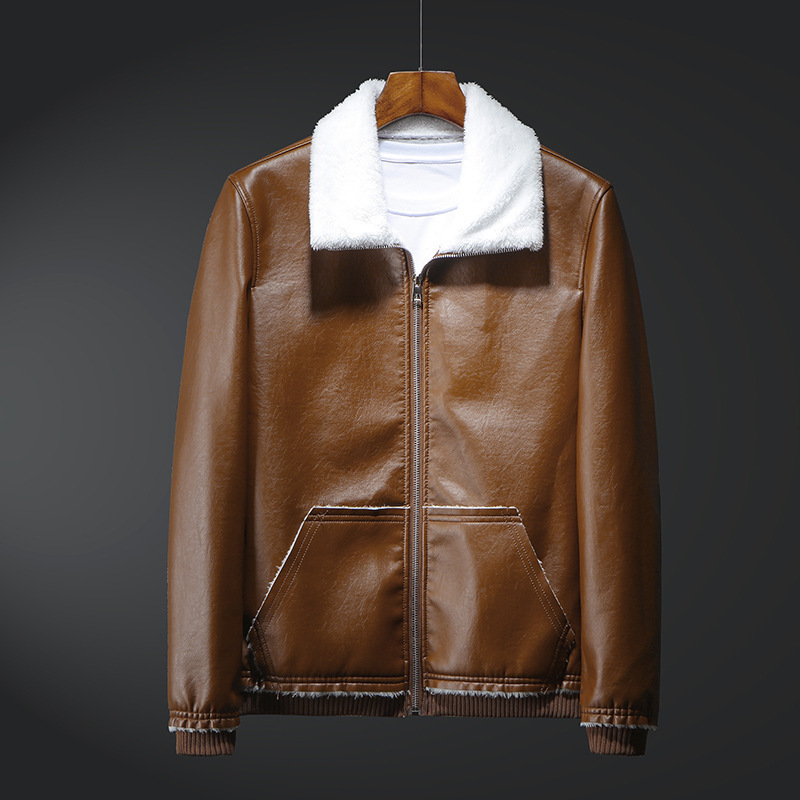 Comercio exterior otoño y invierno nuevo chaqueta de cuero hombre piel en una chaqueta de cuero hombre joven chaqueta de piel gruesa