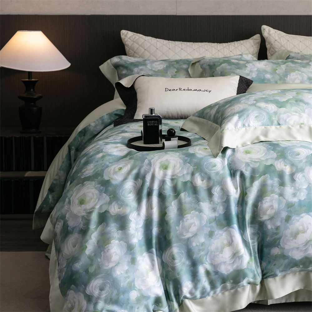 Summer Cool Ice Silk Duvet Cover Set Breathable Lyocell Bedding_voghion.com