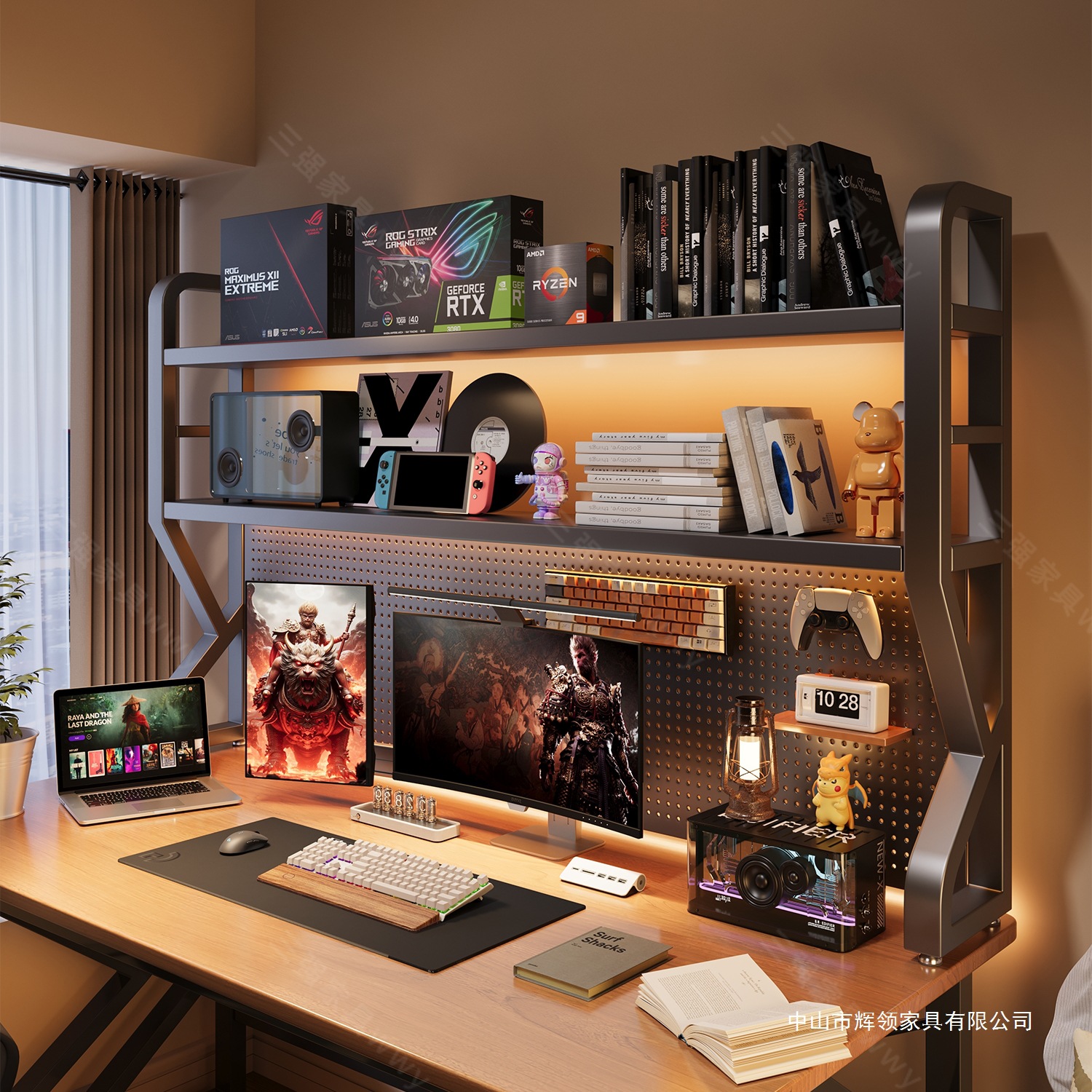 Desktop Storage Rack Perforated Board Bookshelf Household Vertical Multi-Layer Iron Computer Desk Shelf Storage Storage Rack