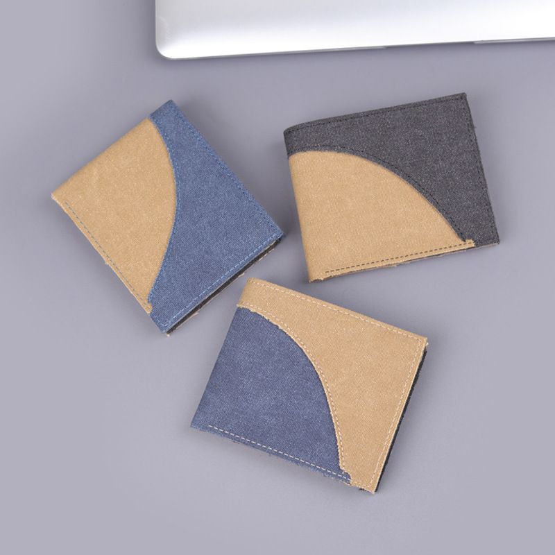 Cartera corta de denim para hombres 9 carteras de tarjetas para hombres cartera de lona para hombres tela suave