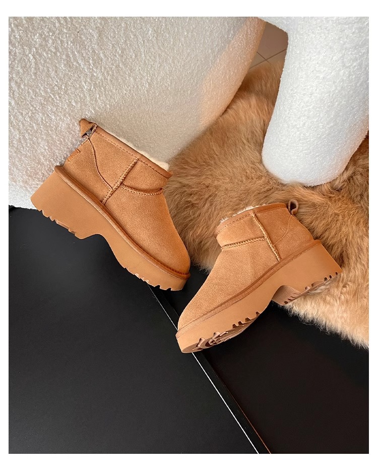 Nouvelles bottes courtes sirène à semelles épaisses Bottes de neige pour femmes Fourrure Un tube court Hiver avec des chaussures en coton pour femmes_voghion.com