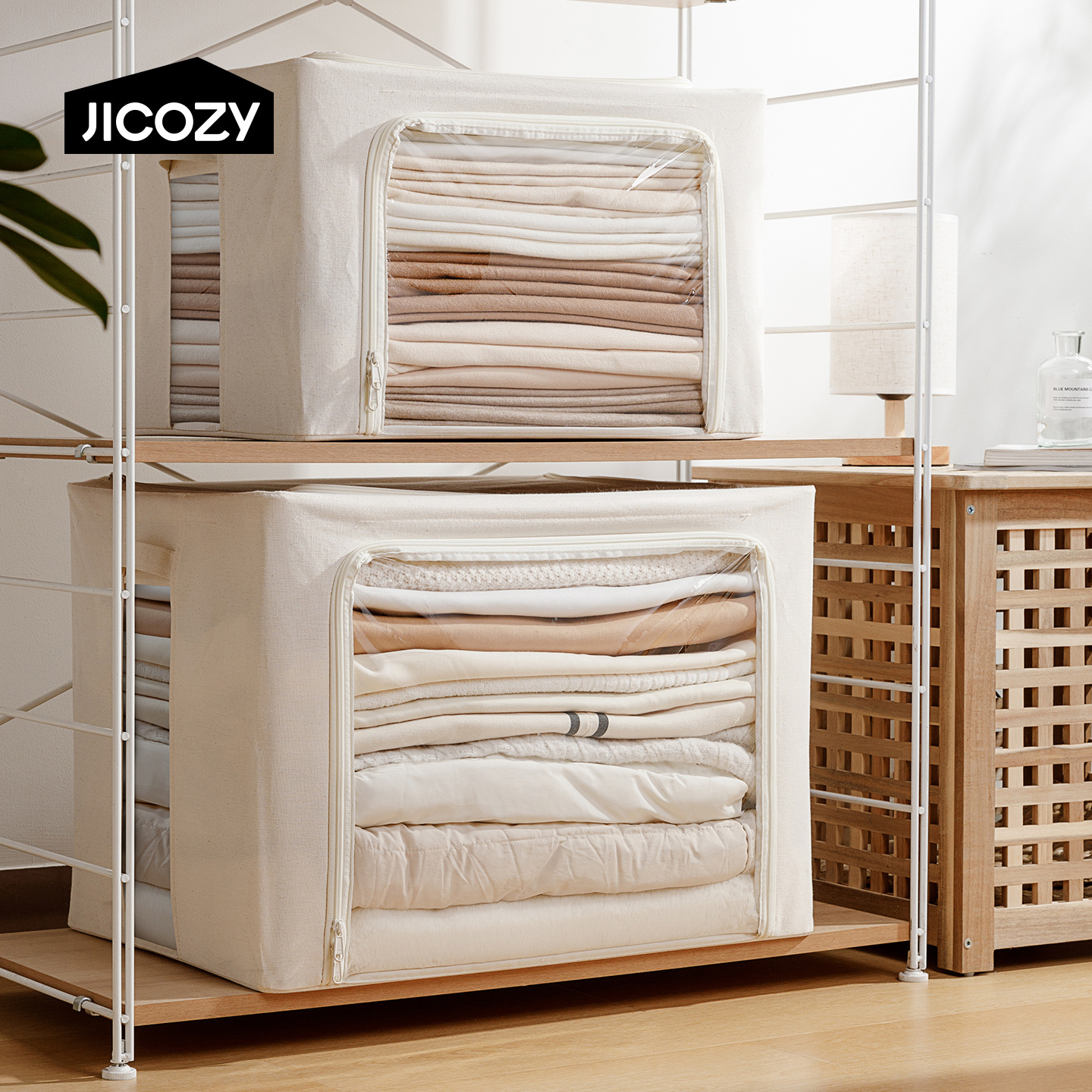 Clothing Storage Box Wardrobe Organizer Home Fabric Foldable Storage Bag for Seasonal Clothes and Quilts