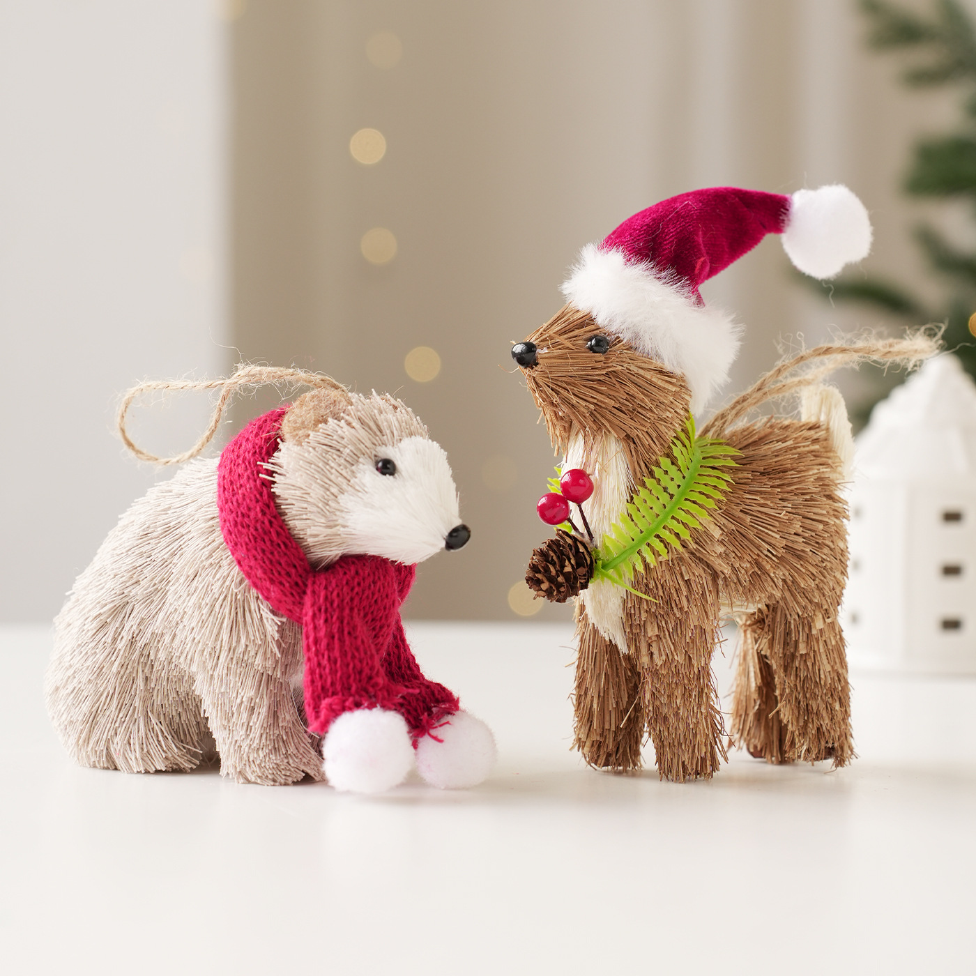 Decoración de escritorio de Navidad transfronteriza espuma de paja osos ardilla muñeca muñeca muñeca decoración de Navidad
