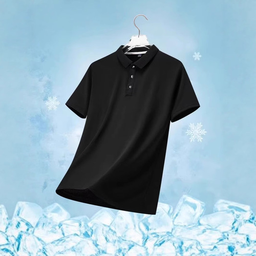 Men's Short Sleeve Thin Collar Polo Shirt Business Casual Ice Silk Versatile Dad's Style T-Shirt Trendy Hot Brand
