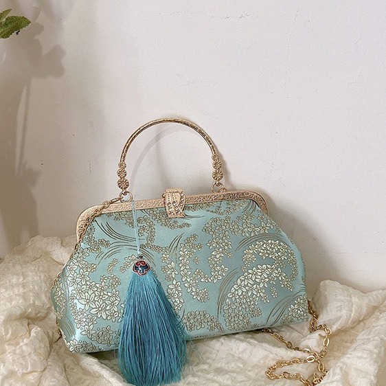 대외 무역 중국 스타일 cheongsam 가방 빈티지 디너 백 실크 새틴 핸드백 럭셔리 숄더 크로스 바디 백