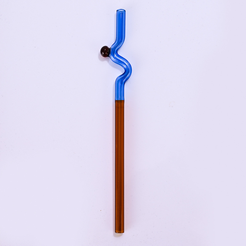 Paja de vidrio de color en forma de japonés lindo resistente a altas temperaturas creativo color a juego bebida de leche caliente paja curvada