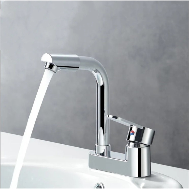 Cuarto de baño de doble orificio de tres orificios de dos articulaciones grifo de lavabo de pedestal antiguo grifo de lavabo caliente y frío lavabo boquilla de agua