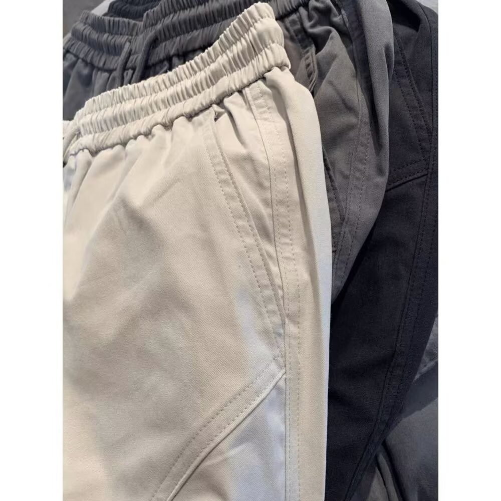 American Style Basic Diagonal Cut Casual Pants For Men Women, Summer Thin Workwear, Straight Loose Fit, Heightening And_mkmklike.com