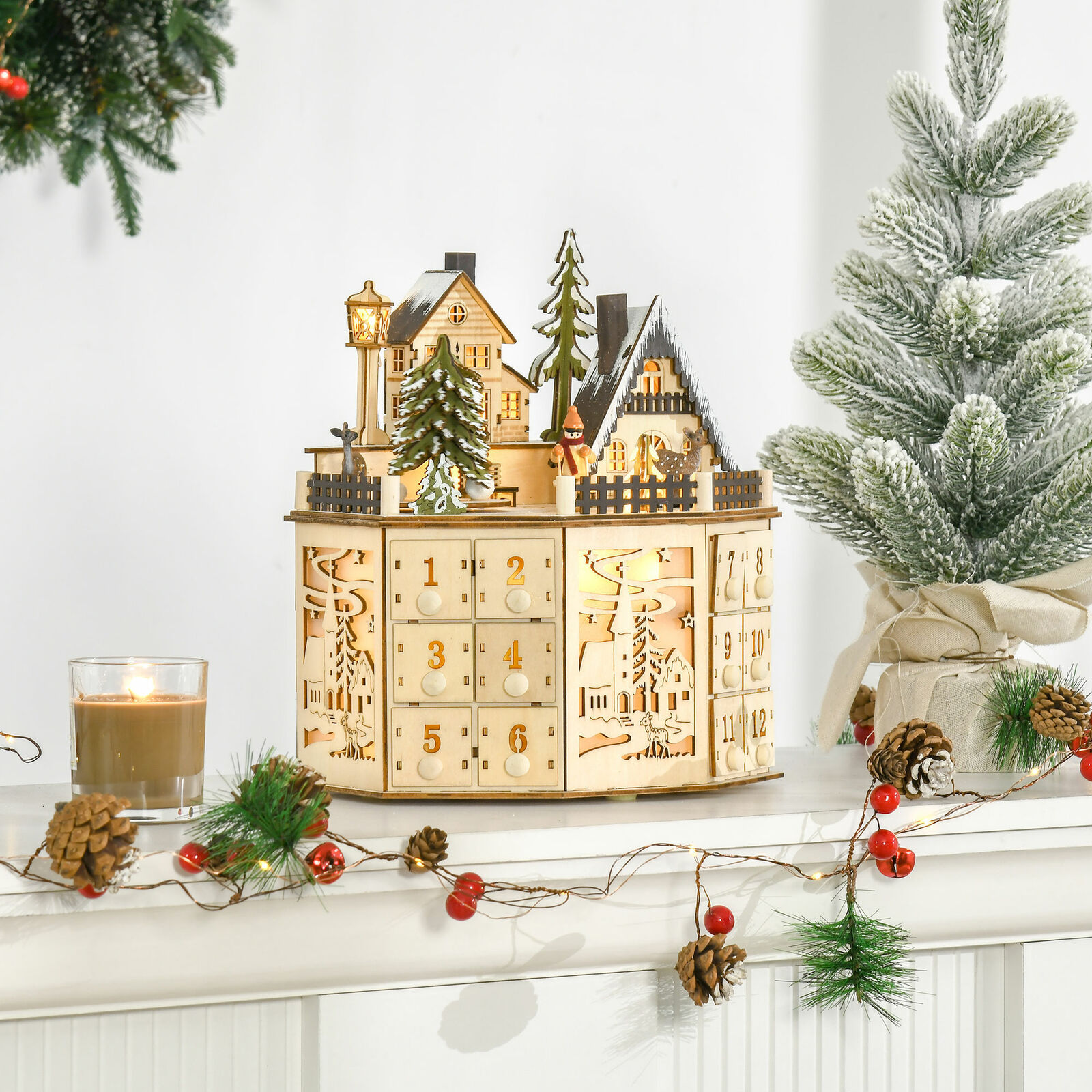 3328g Weight Calendar ornaments Event & Party Supplies 1 Piece Quantity Party, Festival Occasion Wood Material Christmas Festival Christmas House, Christmas Tree Pattern Retro, Classic Style Style Christmas Retro Classic Style Christmas House Christmas Tree Wood Party Festival Calendar Ornaments Decorations Table Decoration 无
