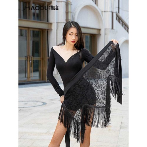 Summer Fashion Latin Dance Skirt Tassel Hip Scarf Skirt Women Adult New Dance Skirt Practice Wear Sexy Lace Skirt