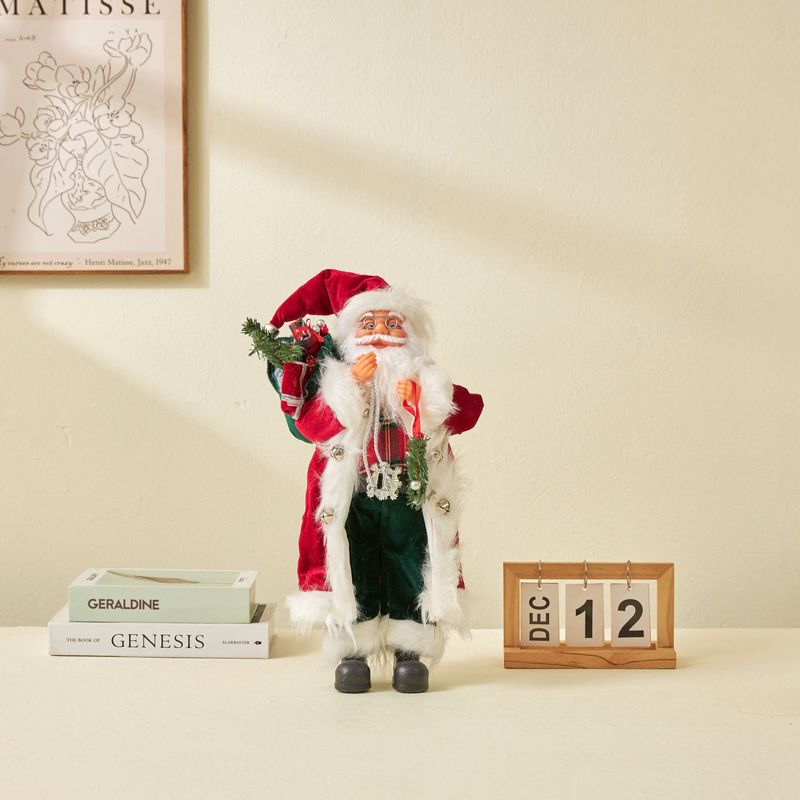 古典的なサンタクロース赤緑花輪クリスマス人形30/45/60cmショーウインドーの家の装飾品が国境を越えている|undefined