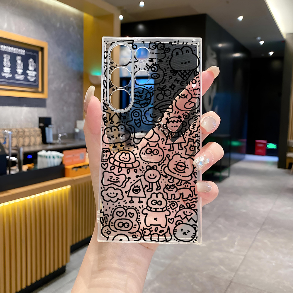 涂鸦可爱卡通三星手机壳S25Ultra透明壳A51防摔S54软壳S24U保护套