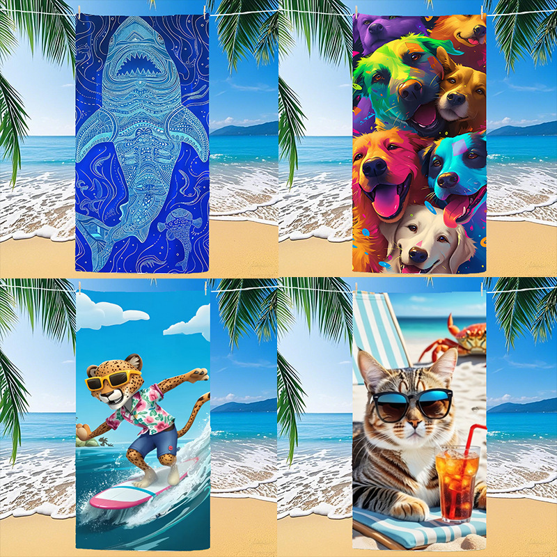 Printed Beach Towel Bath Towel Pattern Seaside Beach Trend Wholesale Sports Swimming Quick-Drying Towel Microfiber