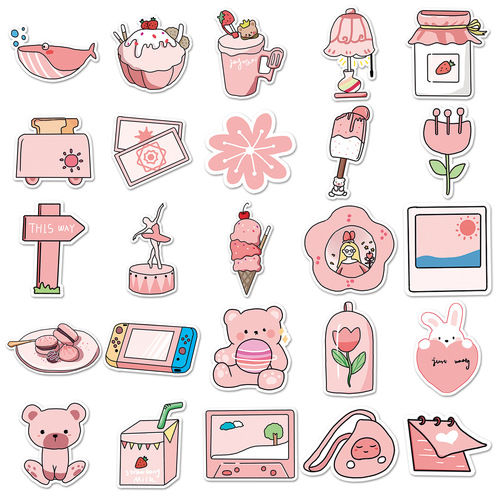 50 ins style original pink girly stickers cute graffiti suitcase notebook ledger sticker decoration