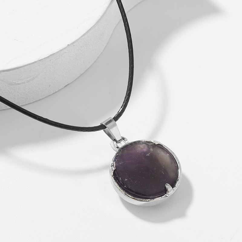 simple star natural stone necklace female retro transparent pendant jewelry