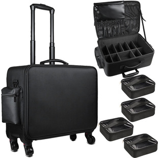 Heightened Professional Trolley Makeup Bag for Makeup Artists and Makeup Tattoos, Multi-Layer Large-Capacity Travel Portable Universal Wheels