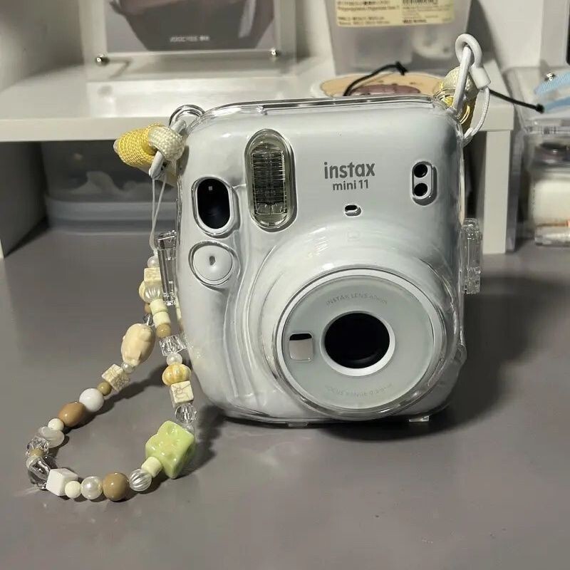 [Mini11 Transparent Case] Instax Crystal Case Polaroid Hard Shell Camera Protective Case Case Chain Trendy