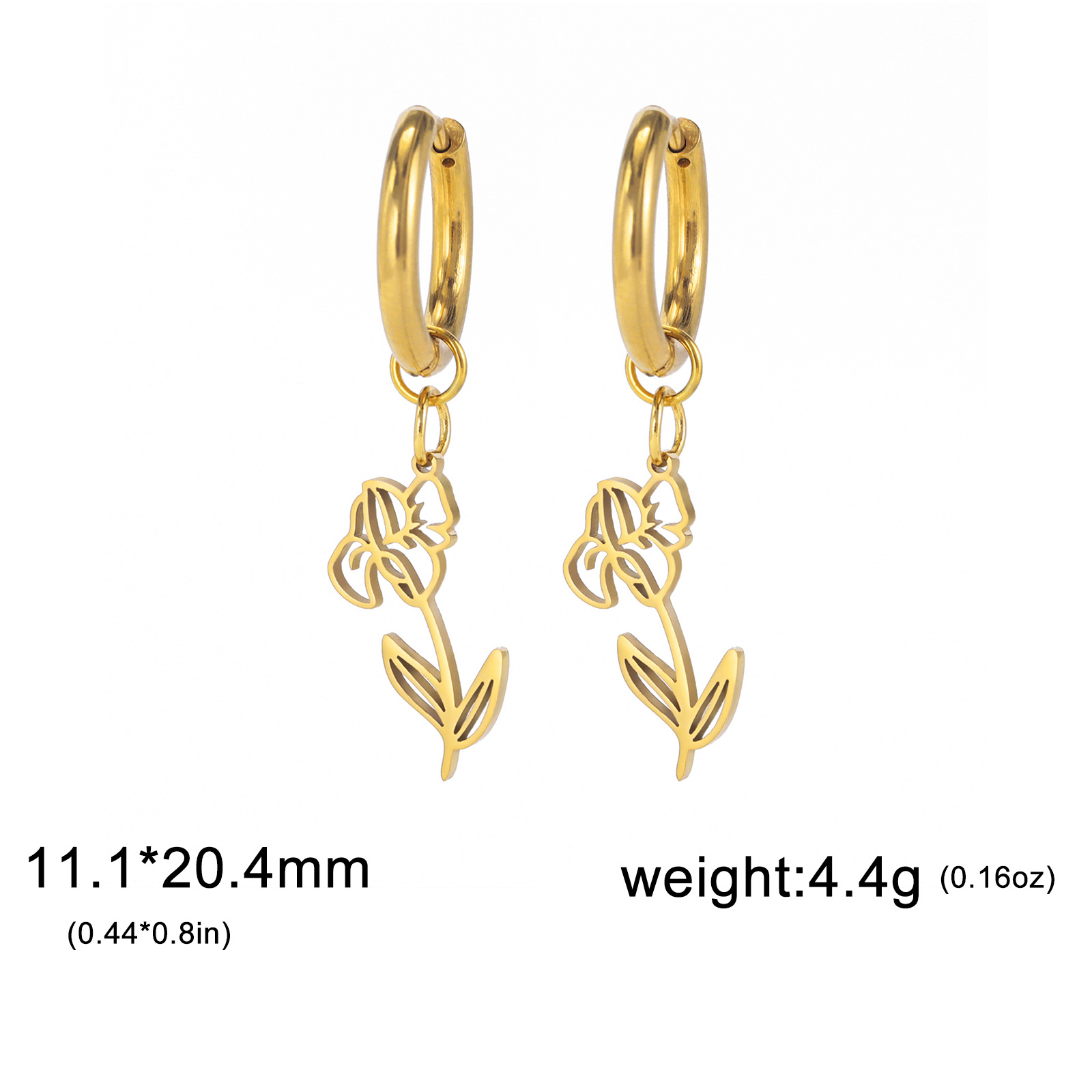 1 Pair Simple Style Flower Plating Stainless Steel Drop Earrings display picture 6