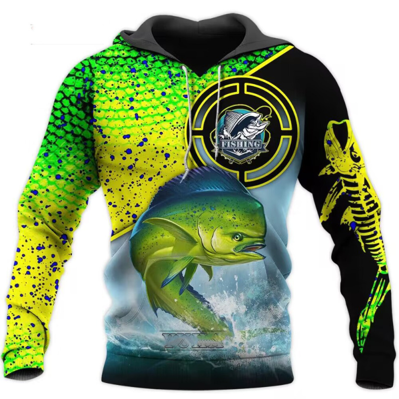 2023 spring and autumn cross-border hooded sweater deep sea fishing 3D digital printing men's and women's pullover casual sports clothing