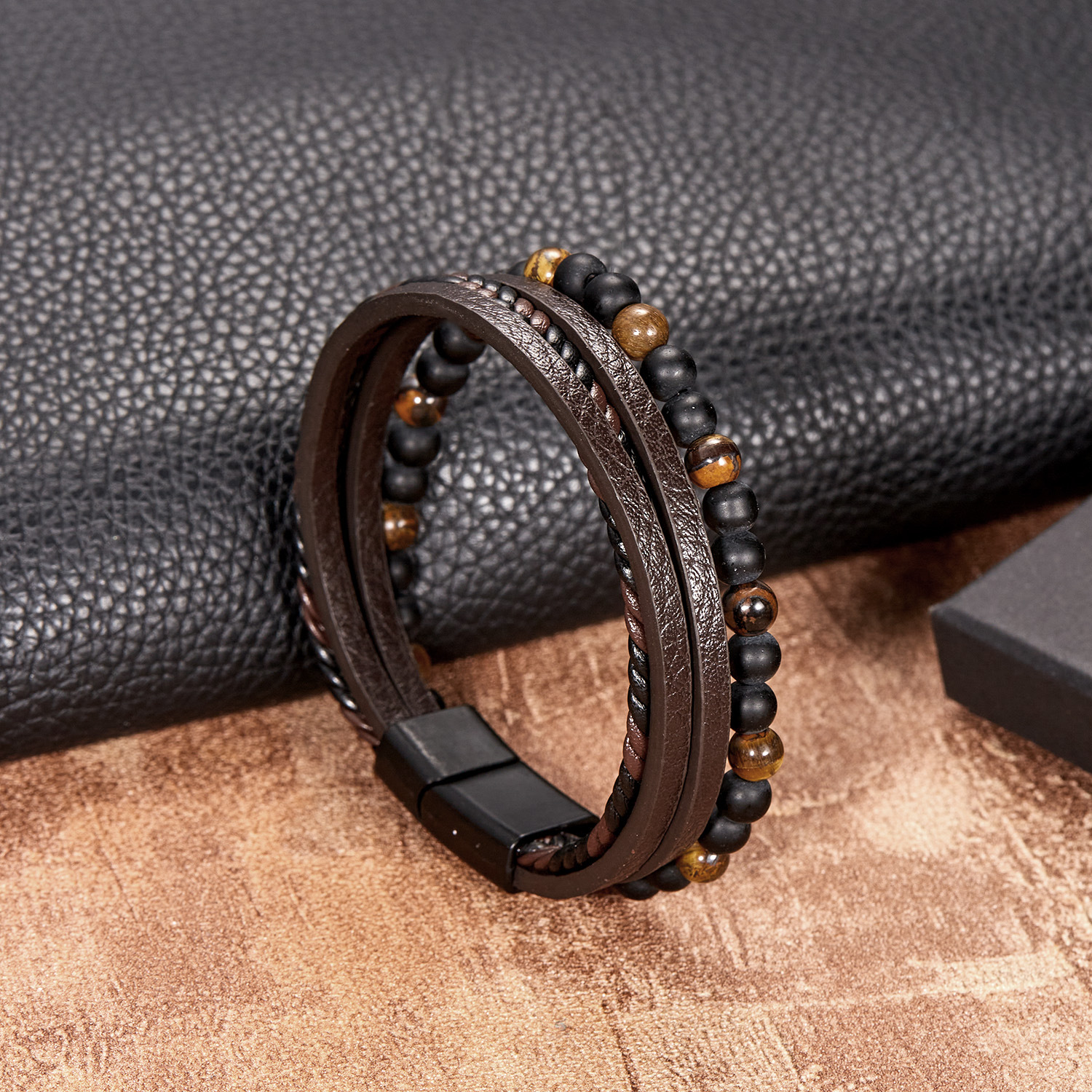 30g Weight Bracelets Classification 1 Piece Quantity Daily, Street Occasion Pu Leather Material Geometric Pattern Men's Gender Braid Design Retro Style Retro Geometric Pu Leather Braid Men's Bracelets Men Cuff & Bangle 5
