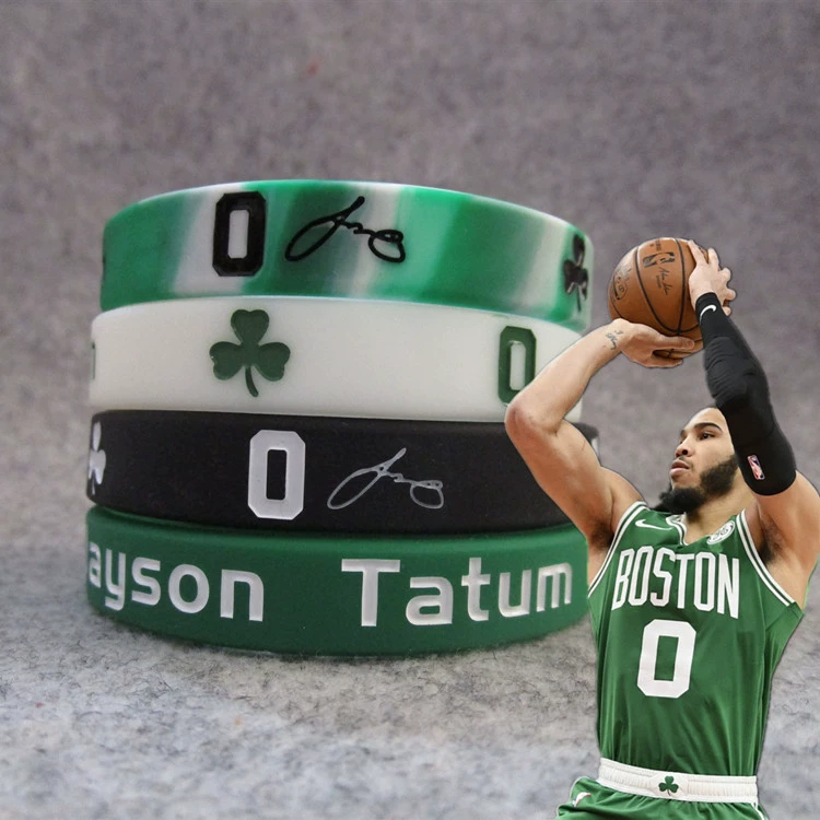 Звезда баскетбола Зеленая армия Селтикс № 0 Татум Подпись Светящийся спортивный браслет Силиконовый браслет