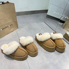 PRUGGI秋冬牛皮羊毛雪地靴千颂伊半拖保暖一脚蹬懒人包头拖鞋防滑