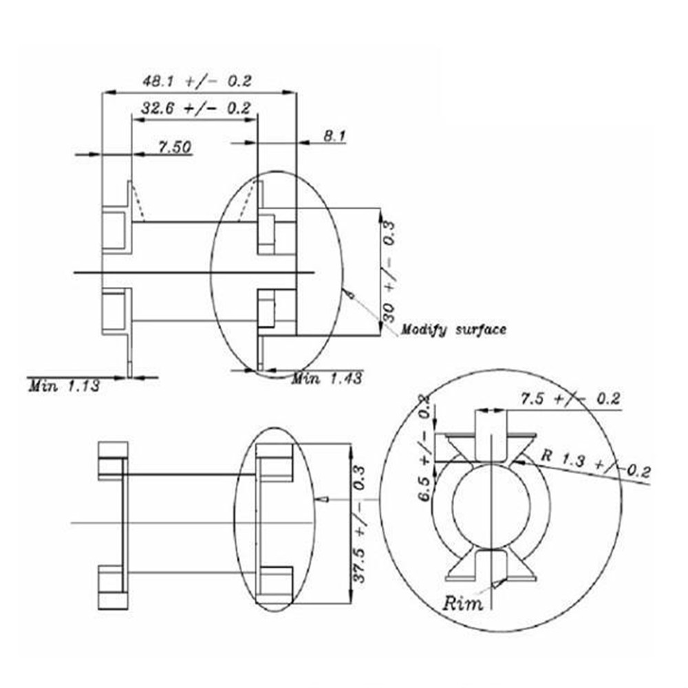PQ5050高频变压器骨架立式无针PQ50骨架