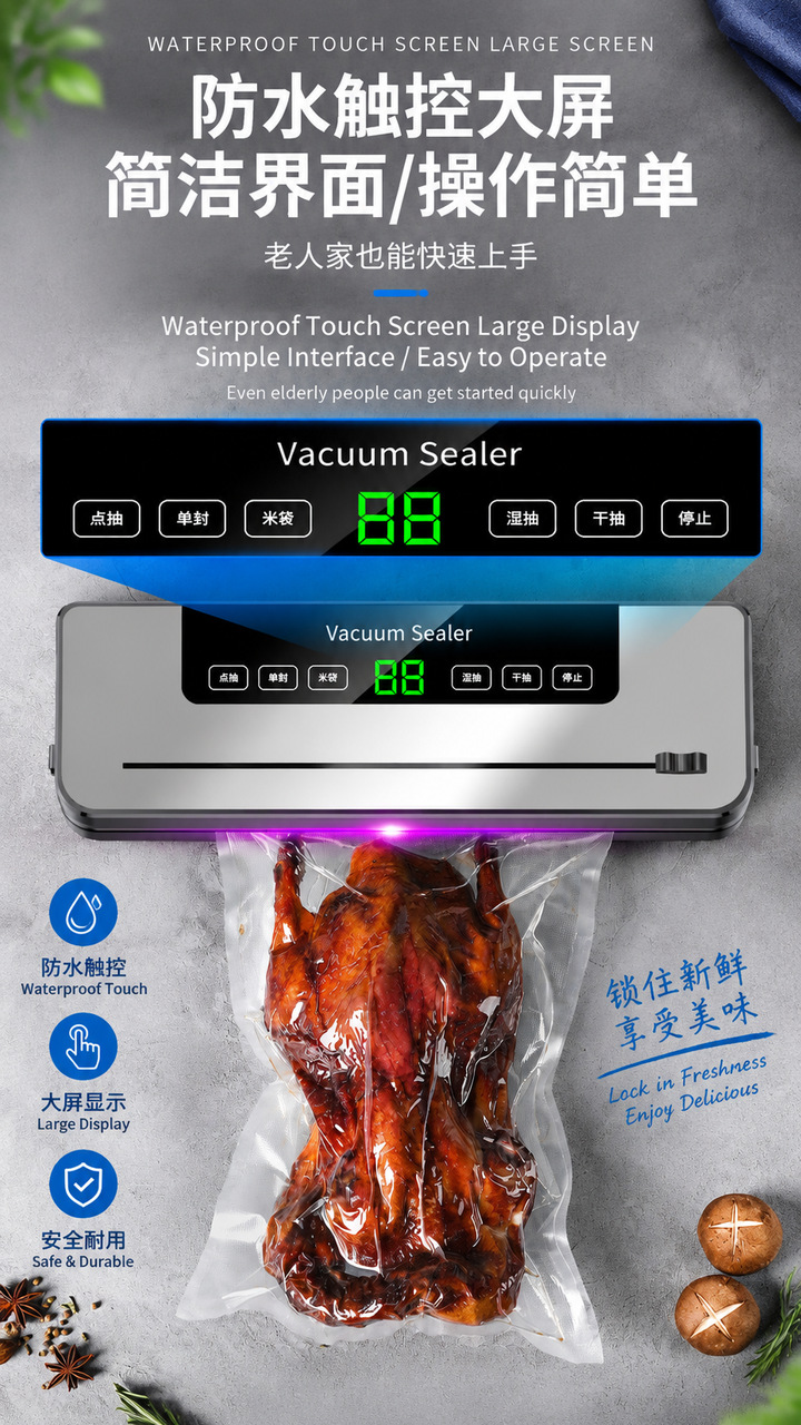 Vacuum sealer fully automatic food packaging dry and wet use