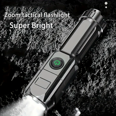 Professional Flashlight with Strong Light, Rechargeable, Durable for Home Use, Ultra-Bright for Outdoor Use, Long-Range Zoom, Small Led (UV fənərlər) - zoom-flashlight