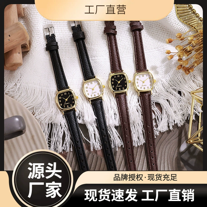 Простой ветровой ремень Лю для студентов кварцевые маленькие коричневые часы