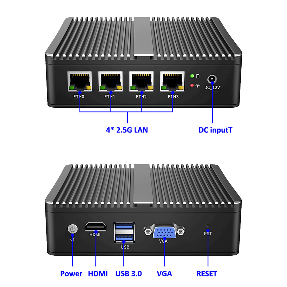 K30 J4125 mini host 2.5G4 puerto de red mini ordenador de enrutamiento suave control industrial pequeño host minipc