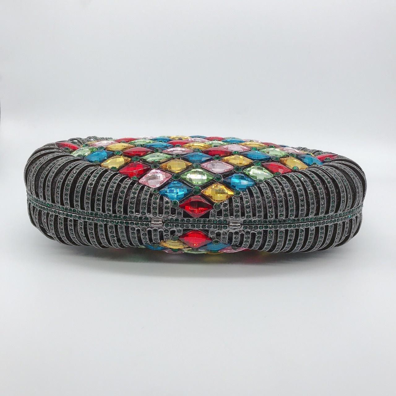 * Nuevos productos transfronterizos con diamantes bolsas de cena coloridas vestidos de joyas bolsas de mano metal hueco caja dura bolsas de cristal
