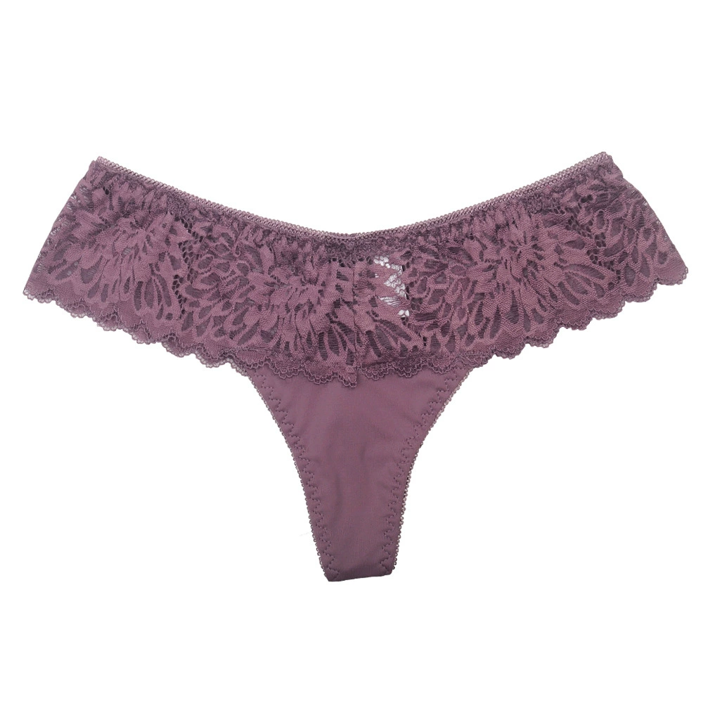 New Lace-Detail Milk-Silk Thongs for Women, Sexy Hollow-Back, Low-Waist, Seamless Comfort