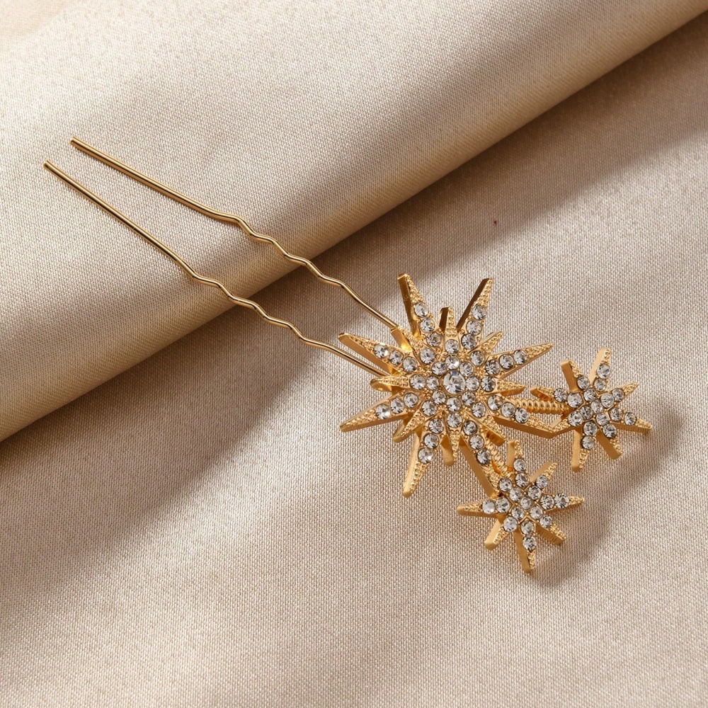 Nuevo conjunto creativo de todo fósforo combinación de accesorios para el cabello, luna geométrica simple, estrella, horquilla de diamantes, accesorios para la cabeza de novia femenina