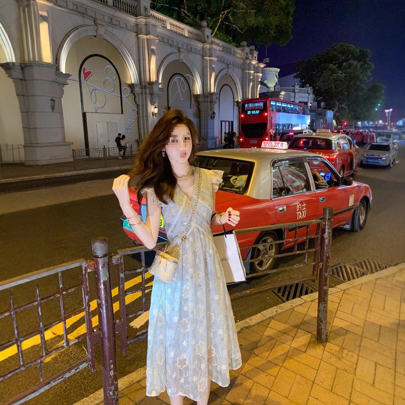 鱼兔子的兔子 收腰气质法式连衣裙女2025秋季穿搭新款v领漂亮裙子|undefined