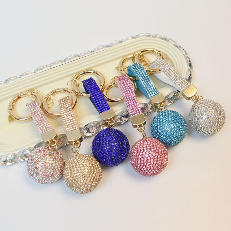 Activity Buckle with Diamond-Encrusted Round Ball, Cute Car Key Pendant, Key Decoration Buckle, Crystal, Crystal, Shiny Activity Buckle with Diamond-Encrusted Round Ball, Cute Car Key Pendant, Key Decoration Buckle, Crystal, Crystal, Shiny