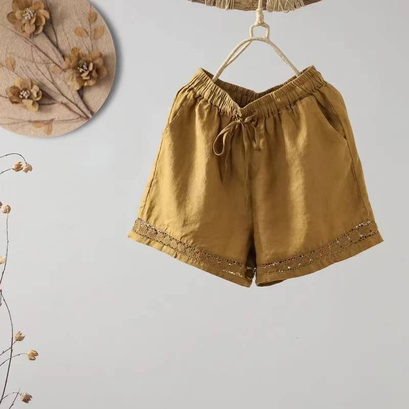 Summer New Vintage High-Waisted Casual Shorts for Women, Elastic Waist, Loose Fit, Versatile, Slimming Wide-Leg Pants, Thin Summer New Vintage High-Waisted Casual Shorts for Women, Elastic Waist, Loose Fit, Versatile, Slimming Wide-Leg Pants, Thin