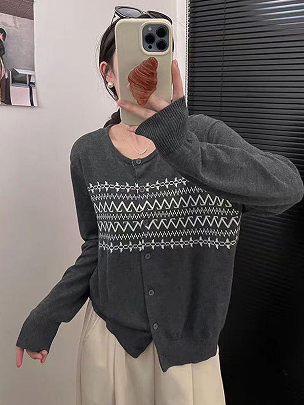 复古针织开衫女2025新款别致薄款毛衣外套开秋穿搭气质超好看上衣|undefined