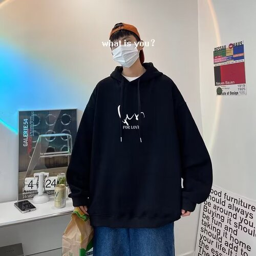2024 autumn and winter sweaters, men's hooded trend loose casual students 'handsome coat, couples' clothing, large size hoodie