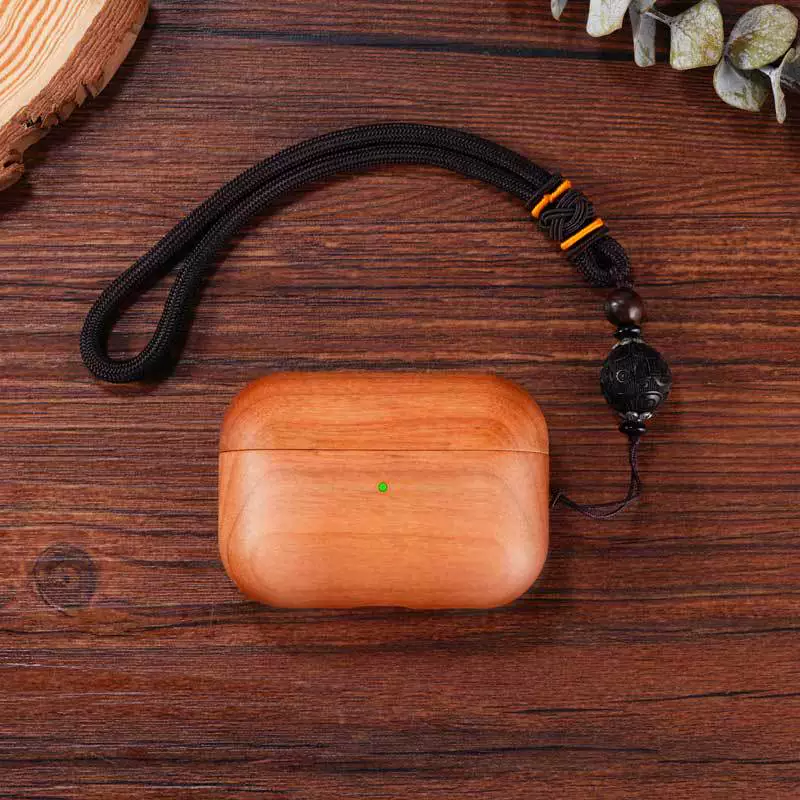 [适用airpodspro2木纹耳机保护壳Airpods4实木复古蓝牙耳机套手工]