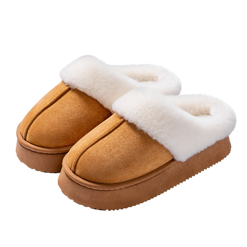 4CM zapatillas de algodón grueso para mujeres antideslizantes y terciopelo para calentar el invierno de zapatillas de lana gruesa image 6